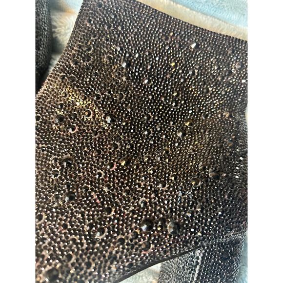 Betsey Johnson SB-Cady Rhinestone Ankle Boots Black Hematite Block Heel Size 10M - Picture 2 of 5